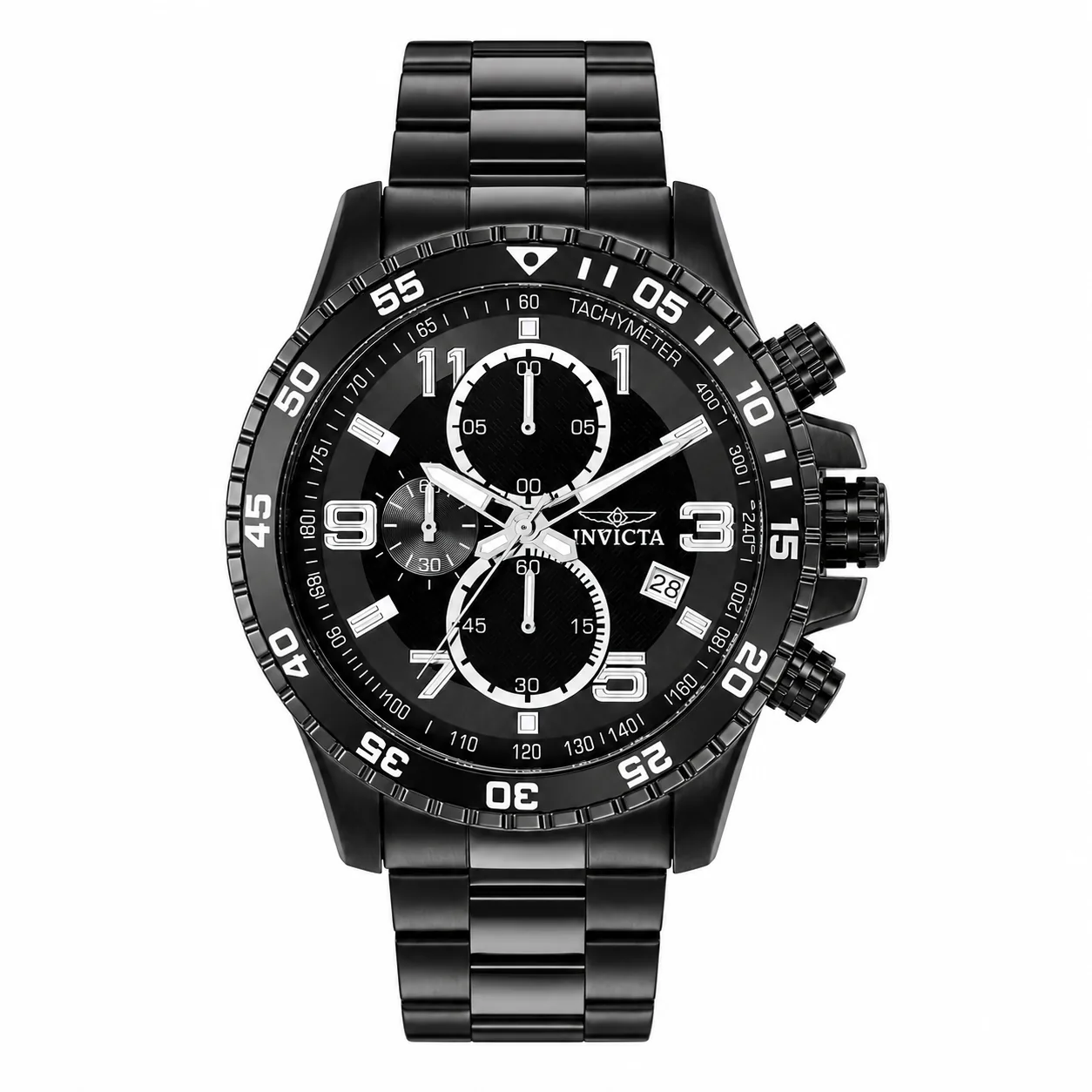 Reloj Invicta Specialty 69815 original, cronógrafo de 48mm en acero inoxidable negro.