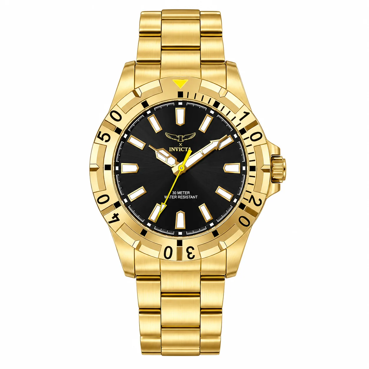 Reloj Invicta Specialty I 69032 original de 42mm en acero inoxidable dorado con esfera negra.